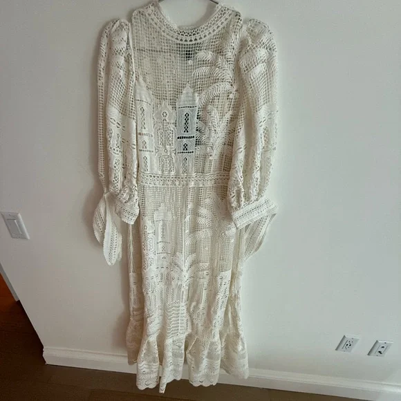 chinese dress ladies Farm Rio Nautical Guipure Longsleeve Midi Dress – Squash Blossom Boutique